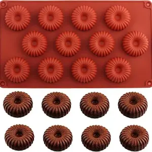 12 cavity donut with frill design silicone mould