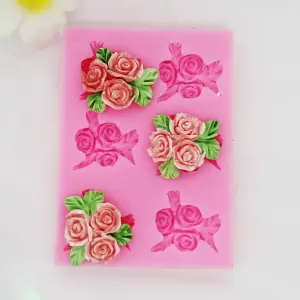 3 rose flower silicone mould