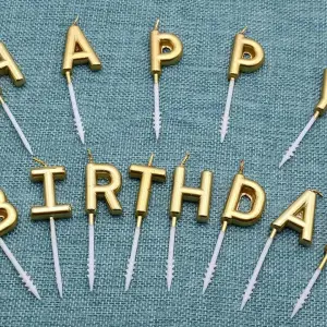 Gold Happy Birthday Letter Cake Candle