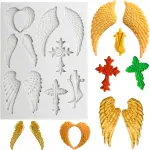 11 Cavity Angel Wings & Cross Silicone Mould for Fondant, Chocolate, Resin & Clay