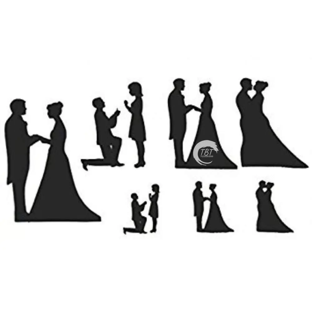 Wedding Couple Silhouette Cutter Set { Set Of 7 Piece }