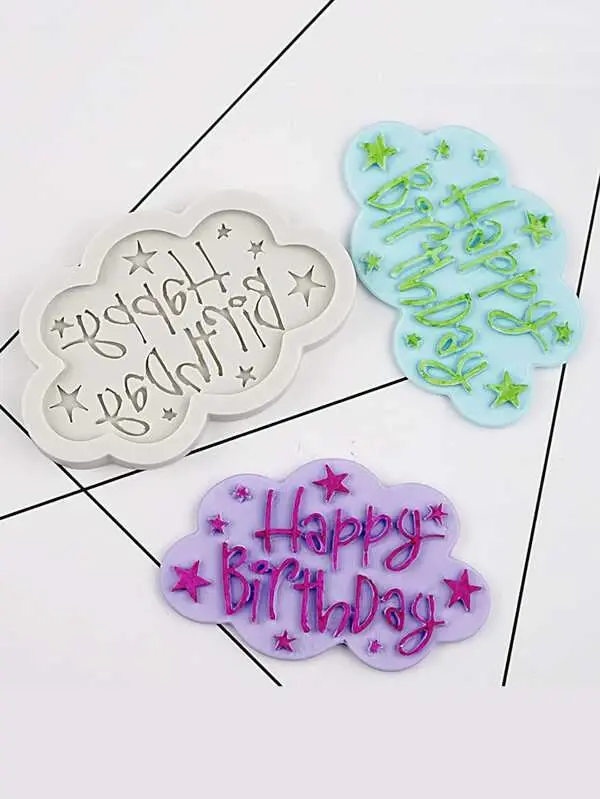Cloud shape happy birthday DIY silicone fondant mould