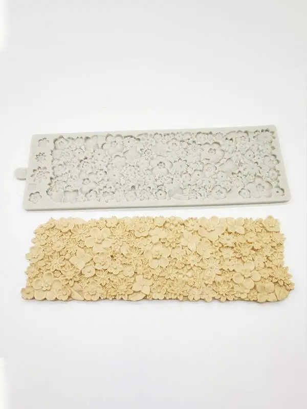 Flower Silicone Embossing Mat Fondant Impression Textured Lace Mat Cake Border Brim Decorating Mould