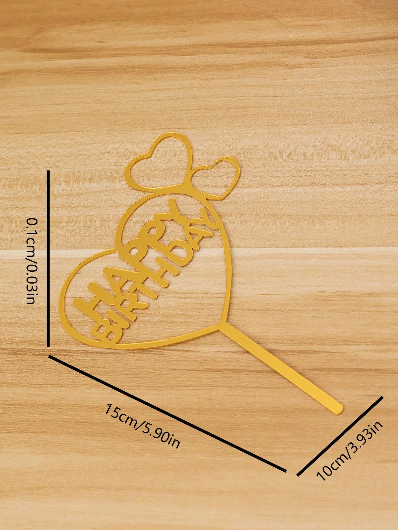 Heart Shaped Gold Color Birthday Cake Toppers