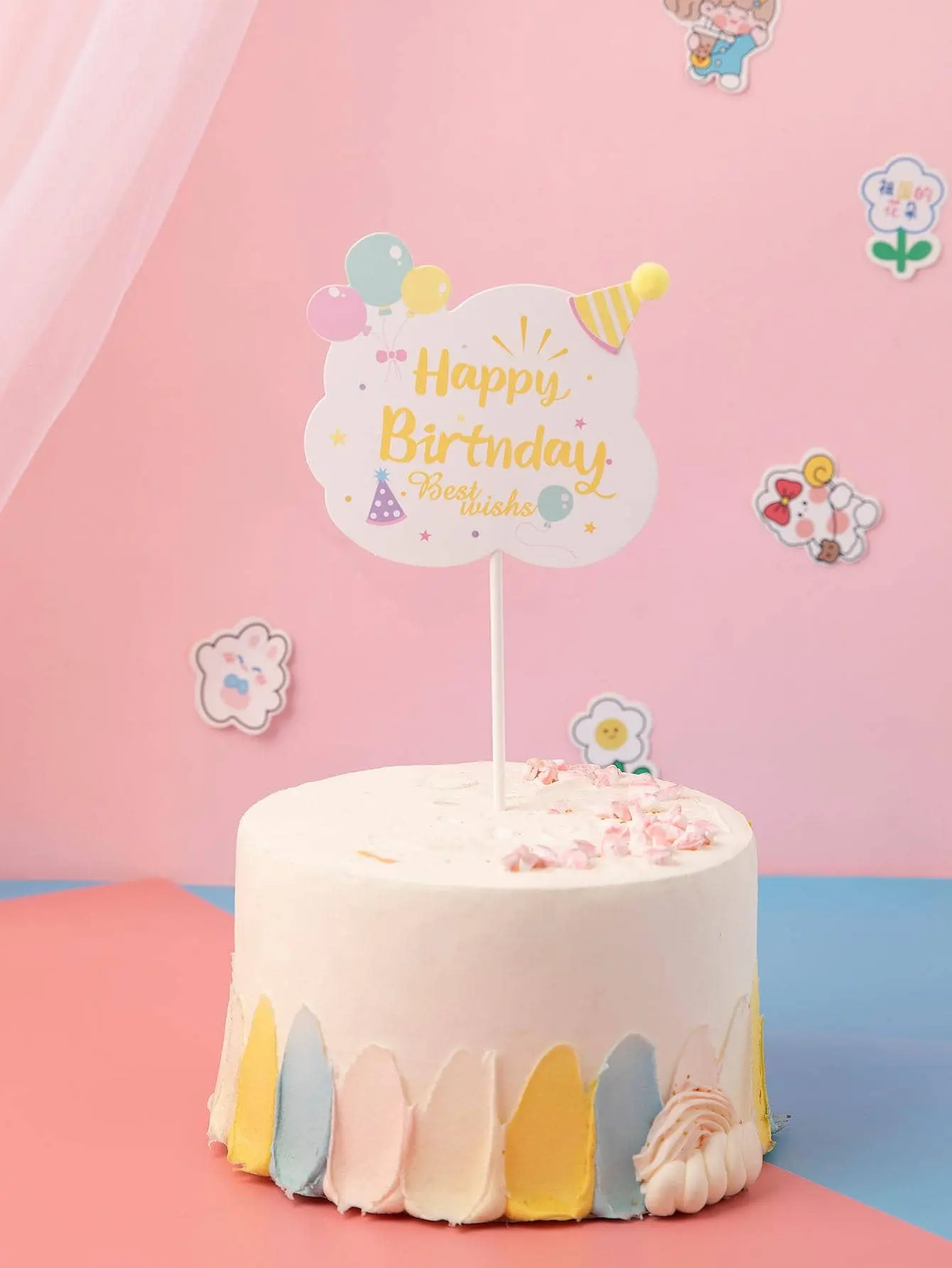 Slogan Graphic Cake Topper,Cute Paper Cake Top Decoration,For Birthday Party