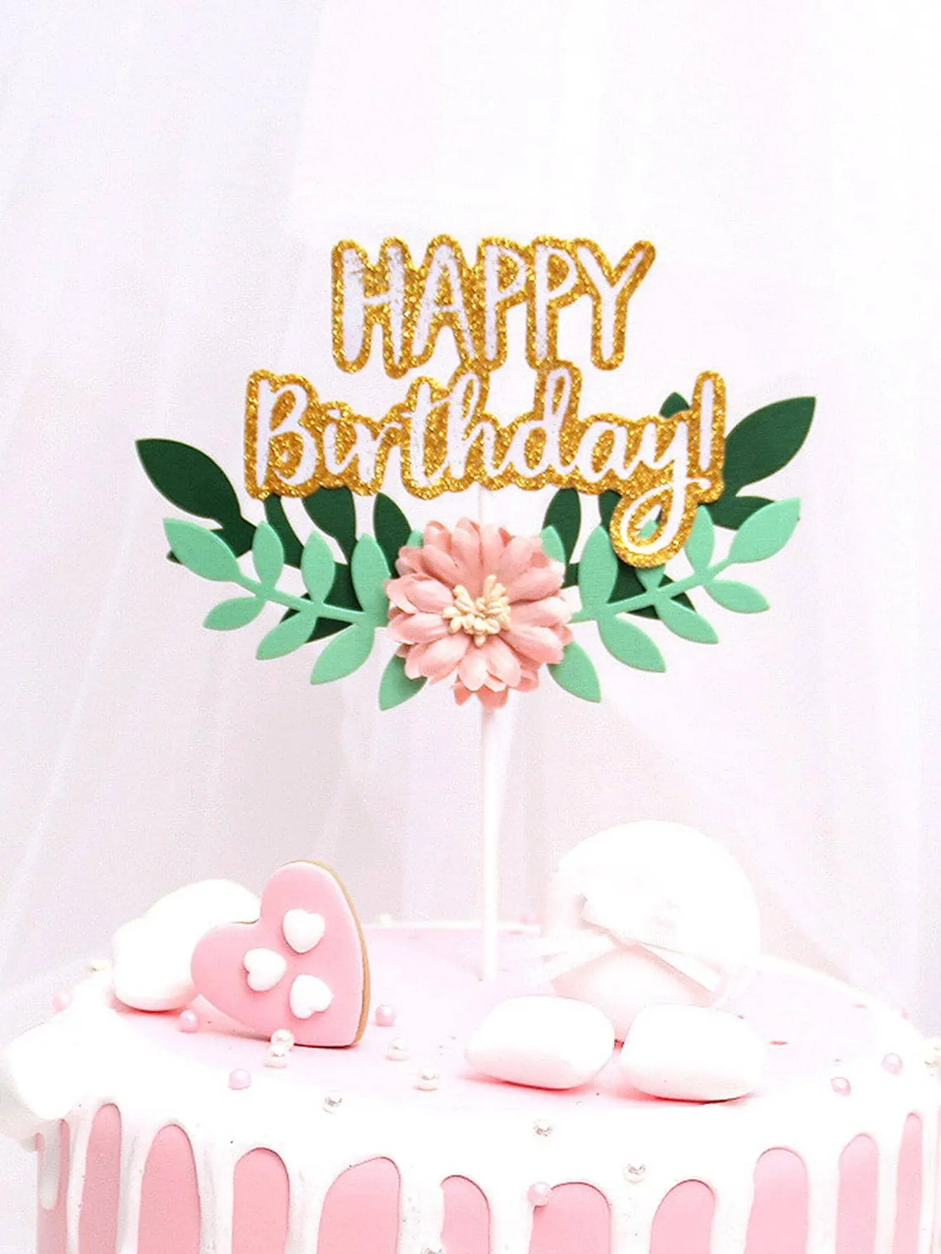 Flower leaf theme cake topper For Birthday Party
