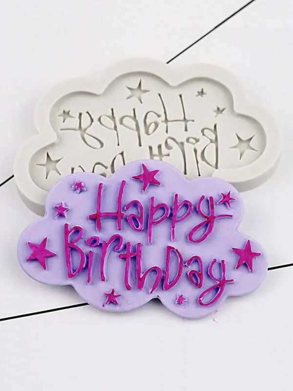 Cloud shape happy birthday DIY silicone fondant mould