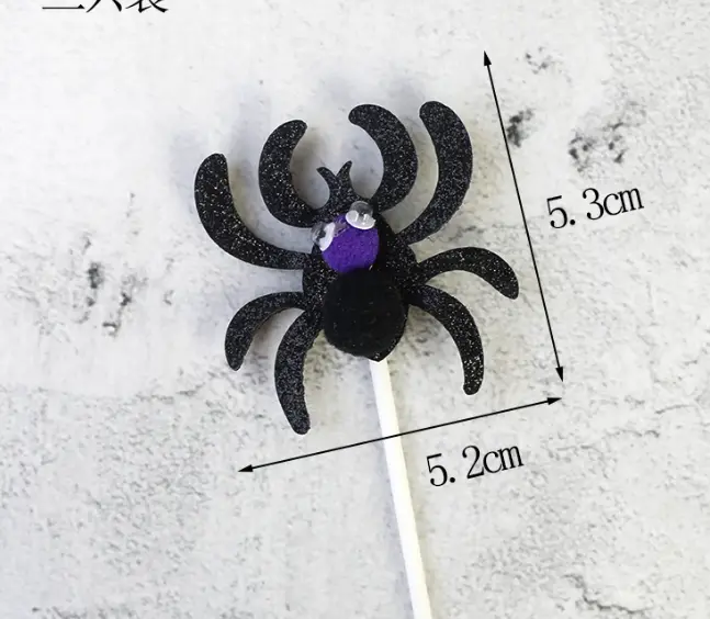 3 pcs spider Halloween Cake Topper