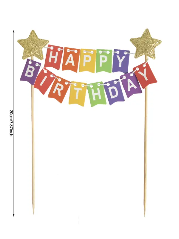 Colorful paper banner Birthday Cake Topper
