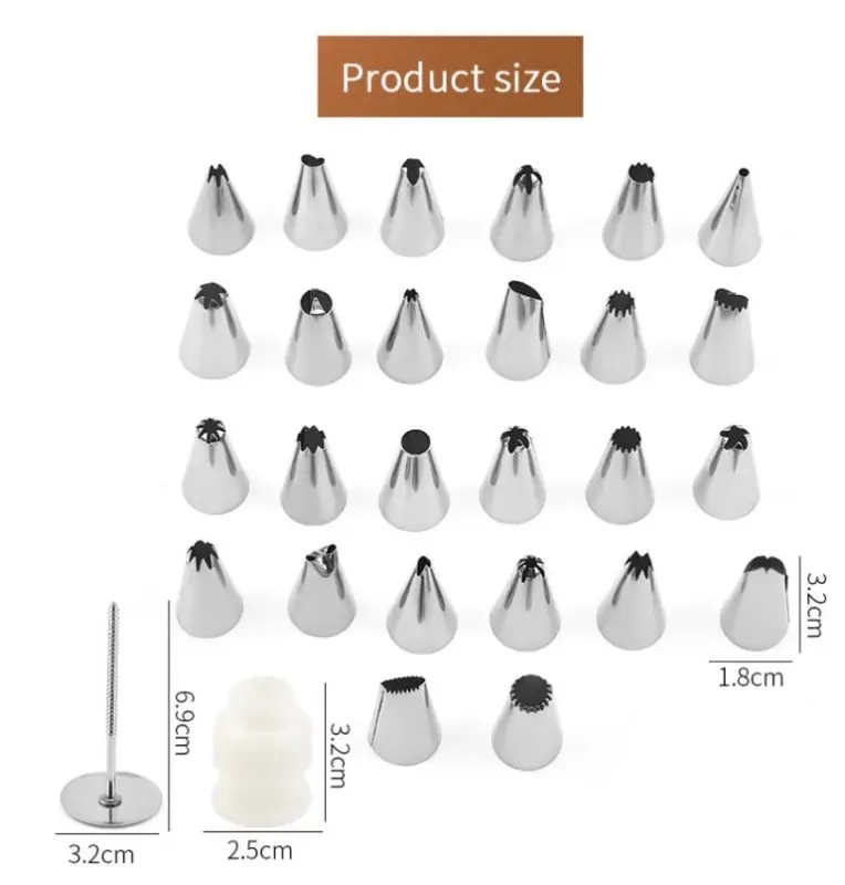 30pcs Cake Cream Decorating Piping Tips Icing Tool Kit Nozzles Set