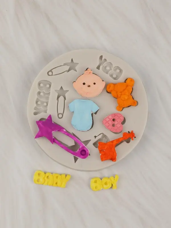 Baby boy theme baby shower silicone Fondant mould