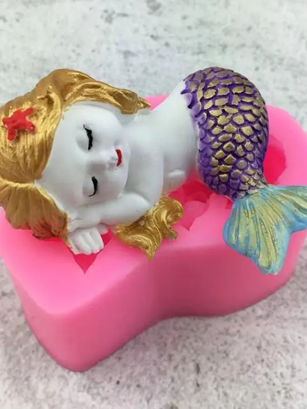 3D sleeping Mermaid Design DIY Silicone Mould