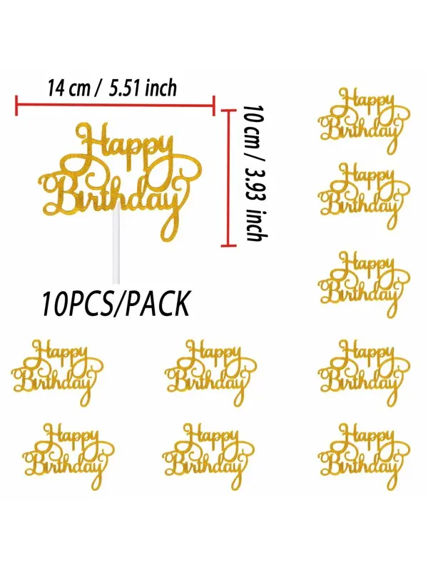 2 pcs Happy Birthday Paper Cake topper