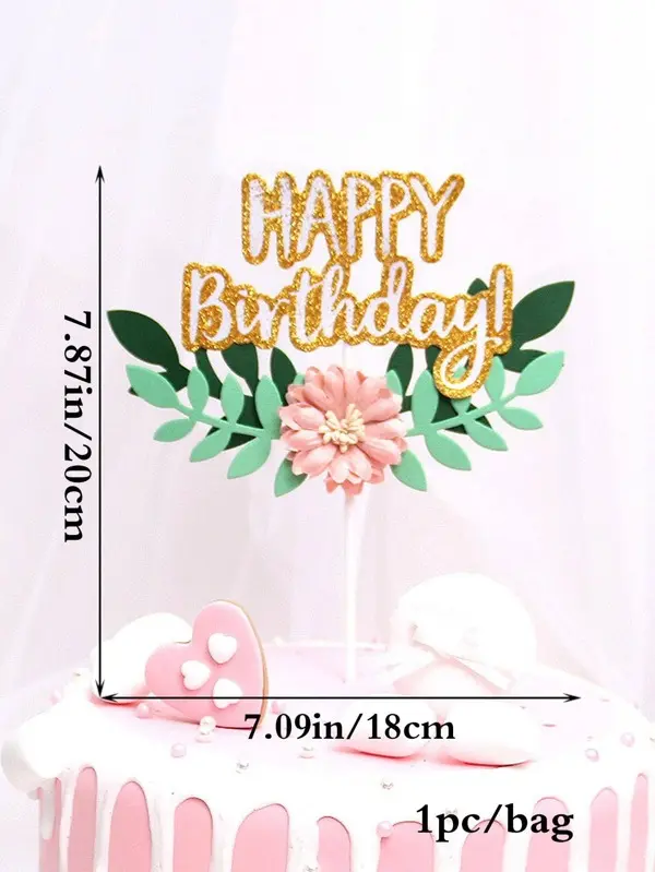 Flower leaf theme cake topper For Birthday Party