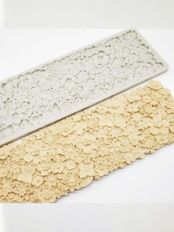 Flower Silicone Embossing Mat Fondant Impression Textured Lace Mat Cake Border Brim Decorating Mould