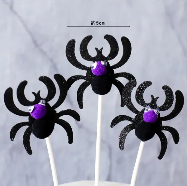 3 pcs spider Halloween Cake Topper