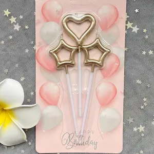 3 pcs Heart & Star cake candles