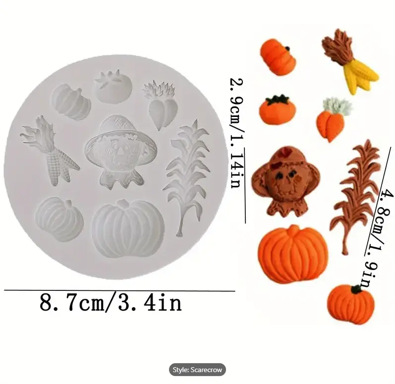 Halloween Themed Silicone Fondant Molds,Pumpkin Head,Scarecrow,Insect Shaped Mold For Festival Gift,1pc