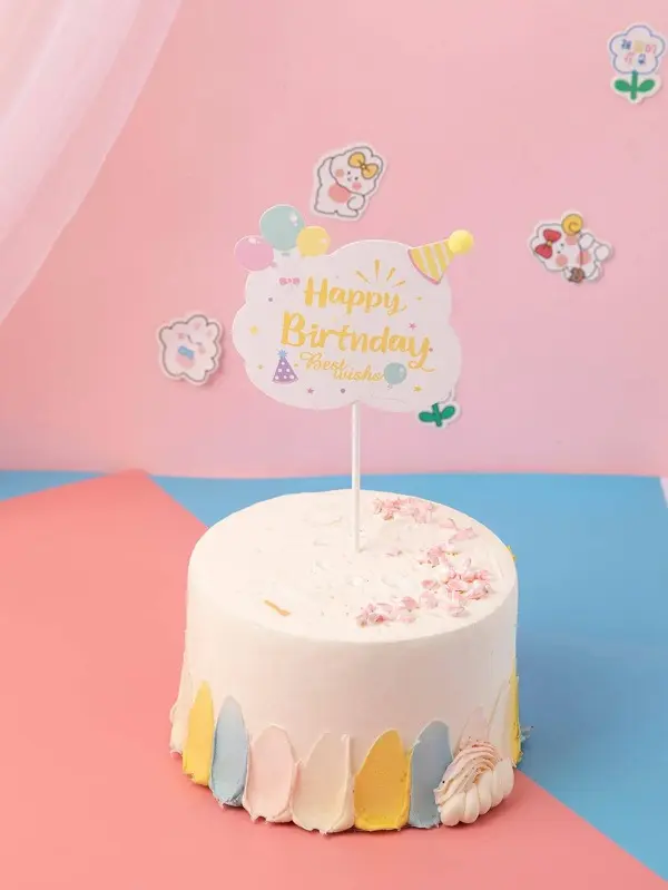 Slogan Graphic Cake Topper,Cute Paper Cake Top Decoration,For Birthday Party