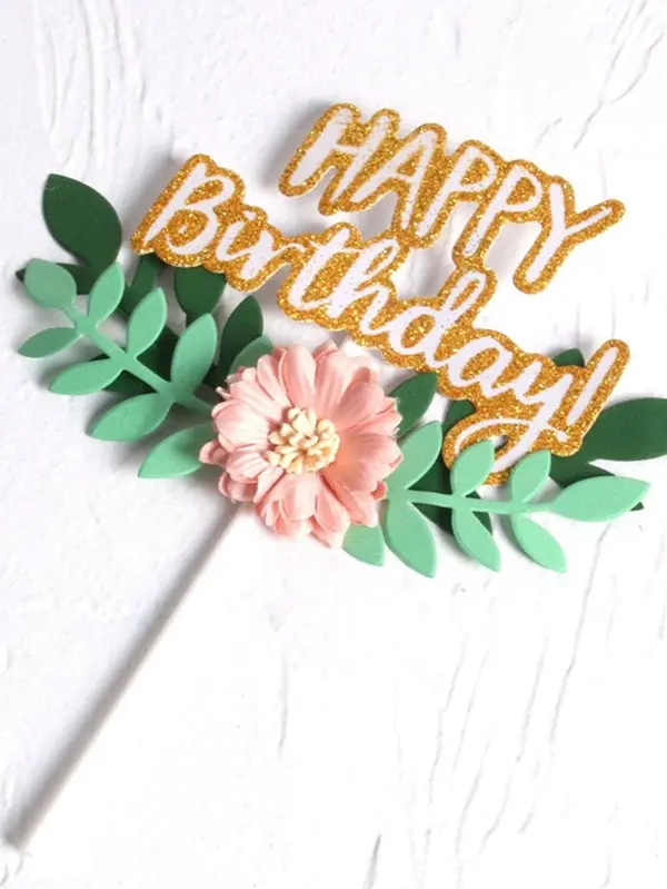 Flower leaf theme cake topper For Birthday Party