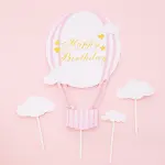 2 set pink and blue Hot air balloon Happy Birthday Cake Toppers set
