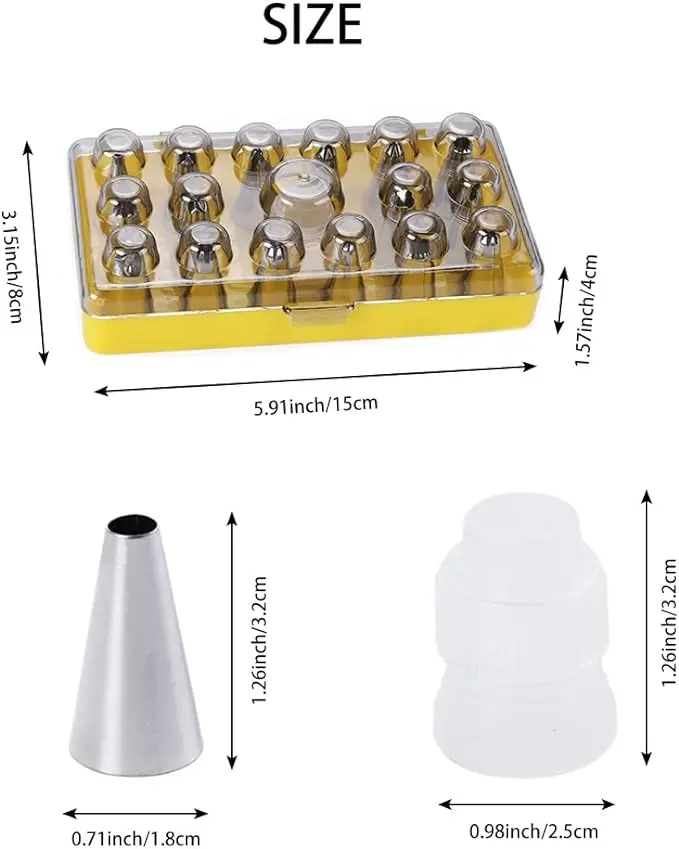 Cake Decorating Tips,Piping Tips,Pastry Tips,Cake Piping Set,Piping Nozzles,Cake Decorating Supplies with Tip Coupler,Cake Decorating Tools for Cookie Icing,Cake,Cupcake,18 Pack