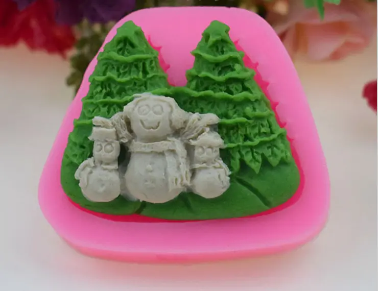 Christmas tree snowman theme silicone mould