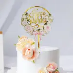 Printed Flower bow garland happy birthday cake topper