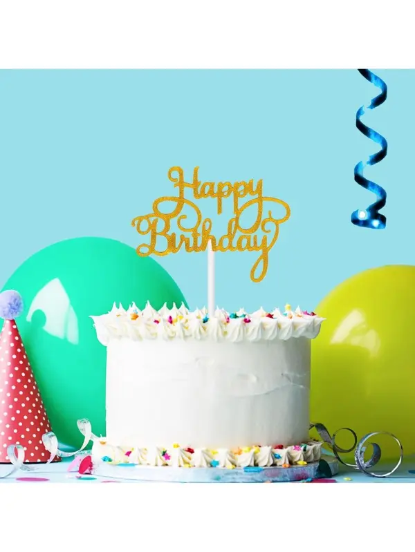 2 pcs Happy Birthday Paper Cake topper