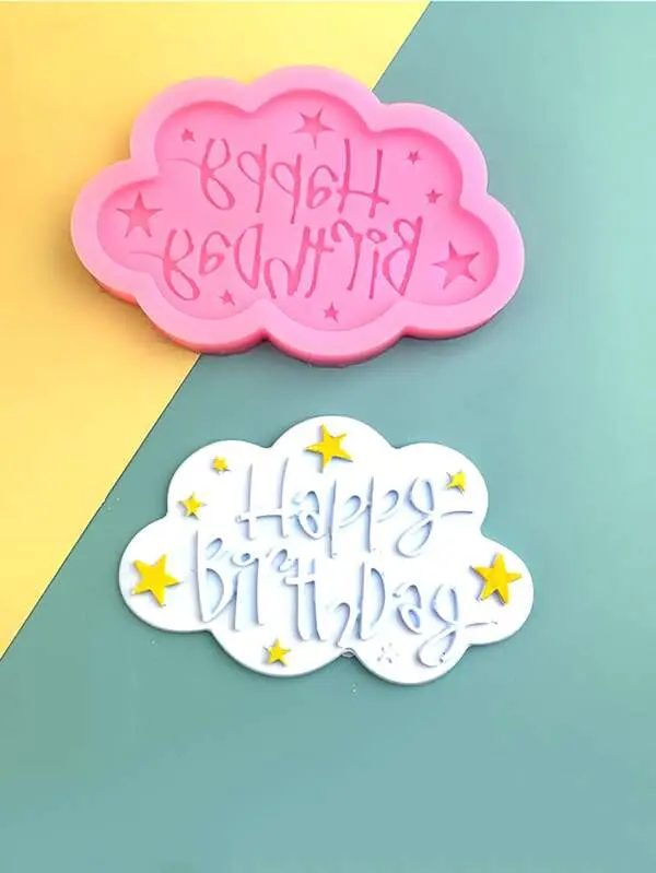 Cloud shape happy birthday DIY silicone fondant mould