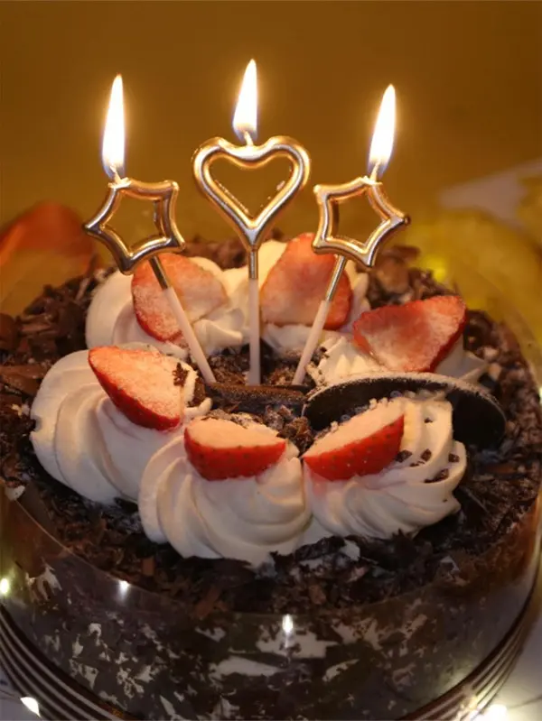 3 pcs Heart & Star cake candles