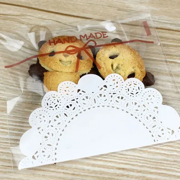 100 pcs Self Adhesive Lace printed Cookie Candy Sleeves