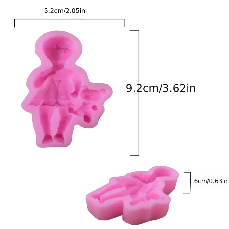 3D Baby Girl holding toy silicone mould