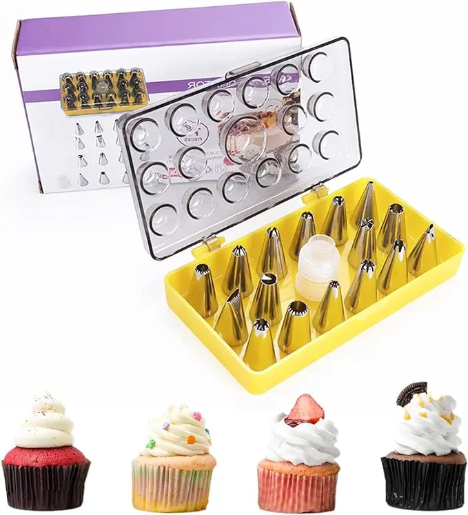 Cake Decorating Tips,Piping Tips,Pastry Tips,Cake Piping Set,Piping Nozzles,Cake Decorating Supplies with Tip Coupler,Cake Decorating Tools for Cookie Icing,Cake,Cupcake,18 Pack