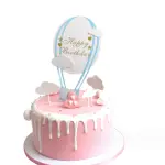 2 set pink and blue Hot air balloon Happy Birthday Cake Toppers set