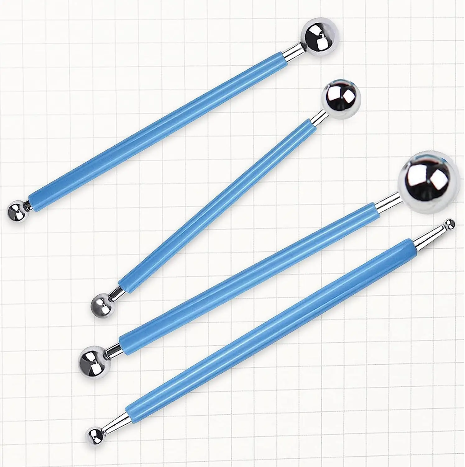 4 PCS Pottery Tools,Fondant Cake Decorating Ball Model,Clay Sculpting Tool Set,Polymer Clay Ball Stylus Dotting Tools