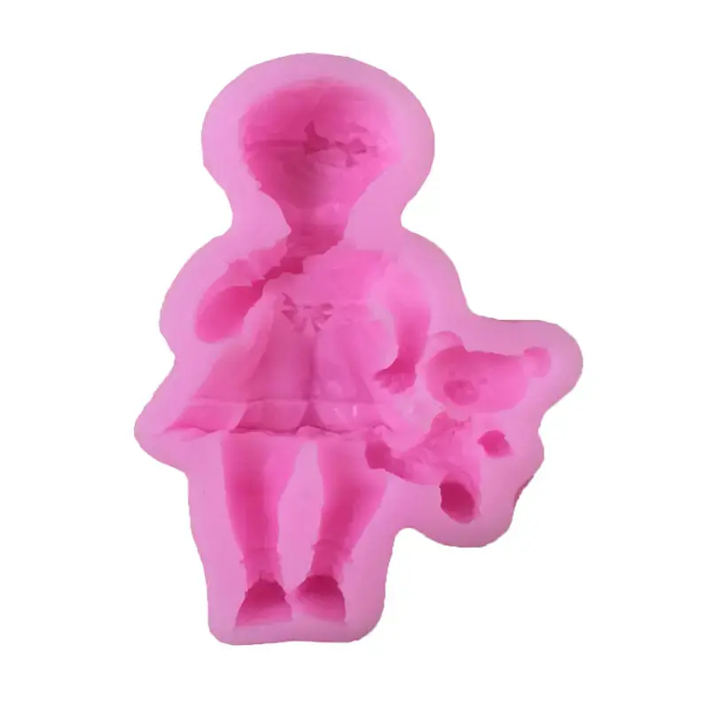 3D Baby Girl holding toy silicone mould