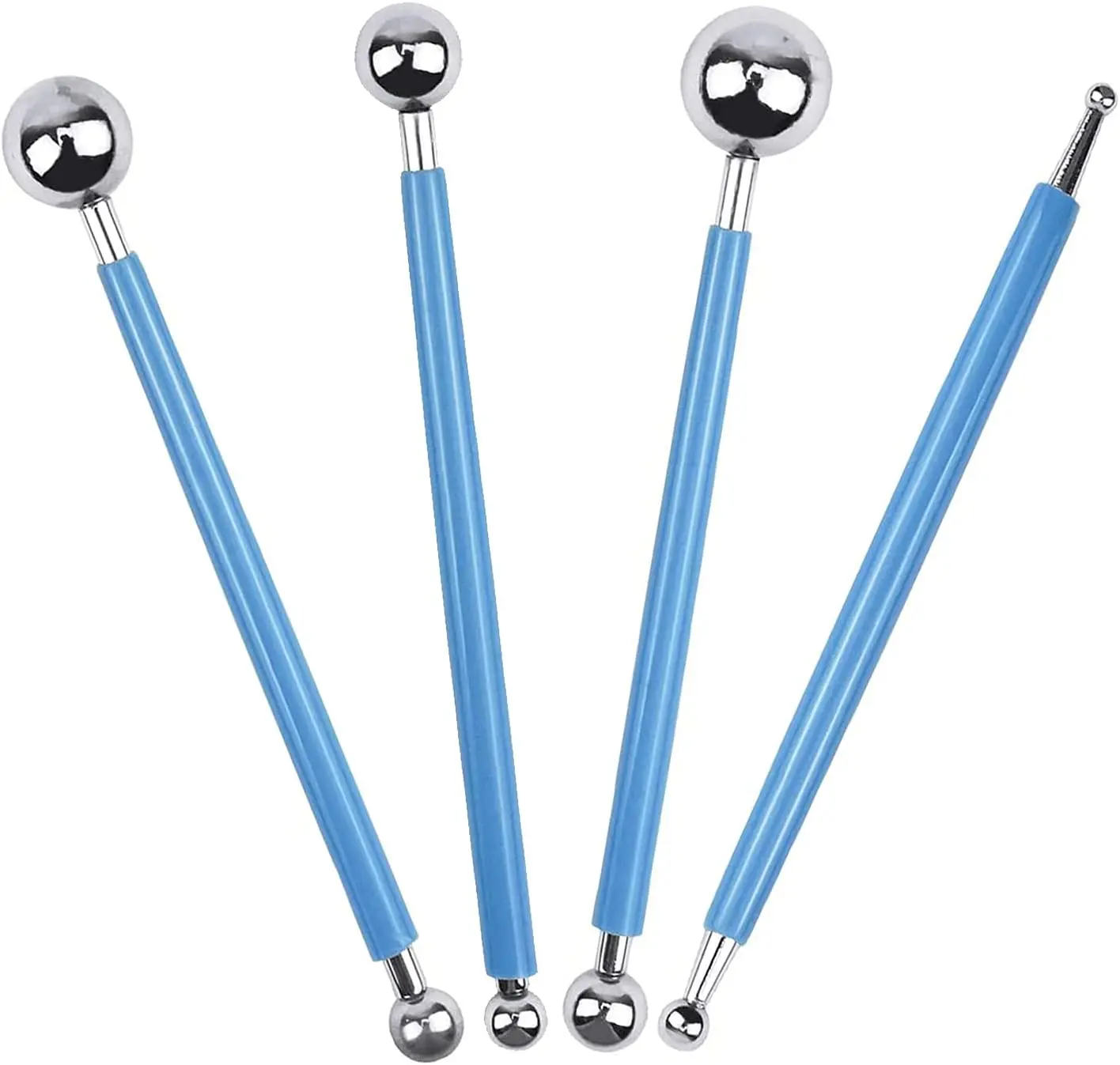 4 PCS Pottery Tools,Fondant Cake Decorating Ball Model,Clay Sculpting Tool Set,Polymer Clay Ball Stylus Dotting Tools