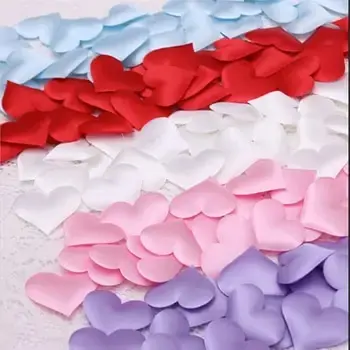 100/200pcs Romantic Sponge Satin Fabric Heart Petals Wedding Confetti Bed Table Heart Petals Wedding Valentine Decoration