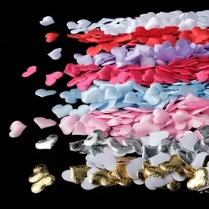 100/200pcs Romantic Sponge Satin Fabric Heart Petals Wedding Confetti Bed Table Heart Petals Wedding Valentine Decoration