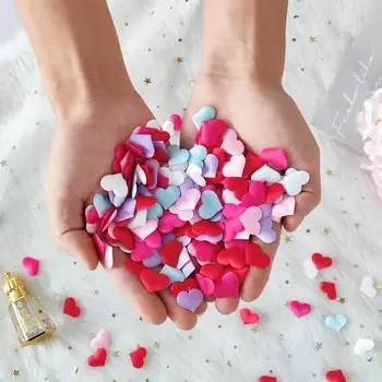 100/200pcs Romantic Sponge Satin Fabric Heart Petals Wedding Confetti Bed Table Heart Petals Wedding Valentine Decoration