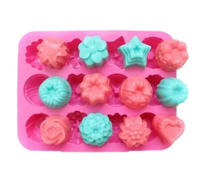 12-Cavity mixed Flower candy ,soap ,cholate ,Silicone mould