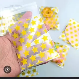 yellow colour star print cookie sleeve 10x8cm (50pcs )