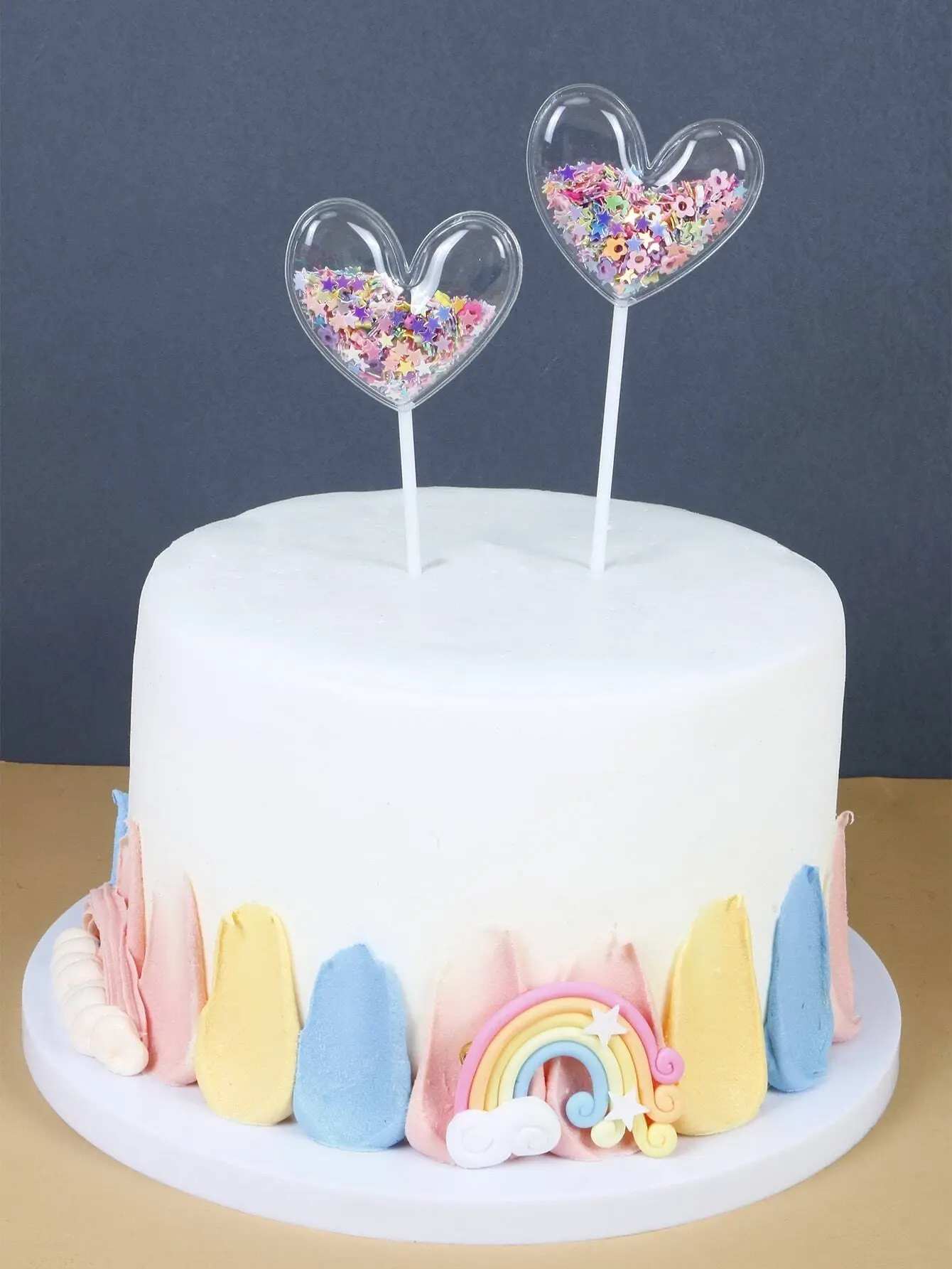 2pcs Heart Cake Topper