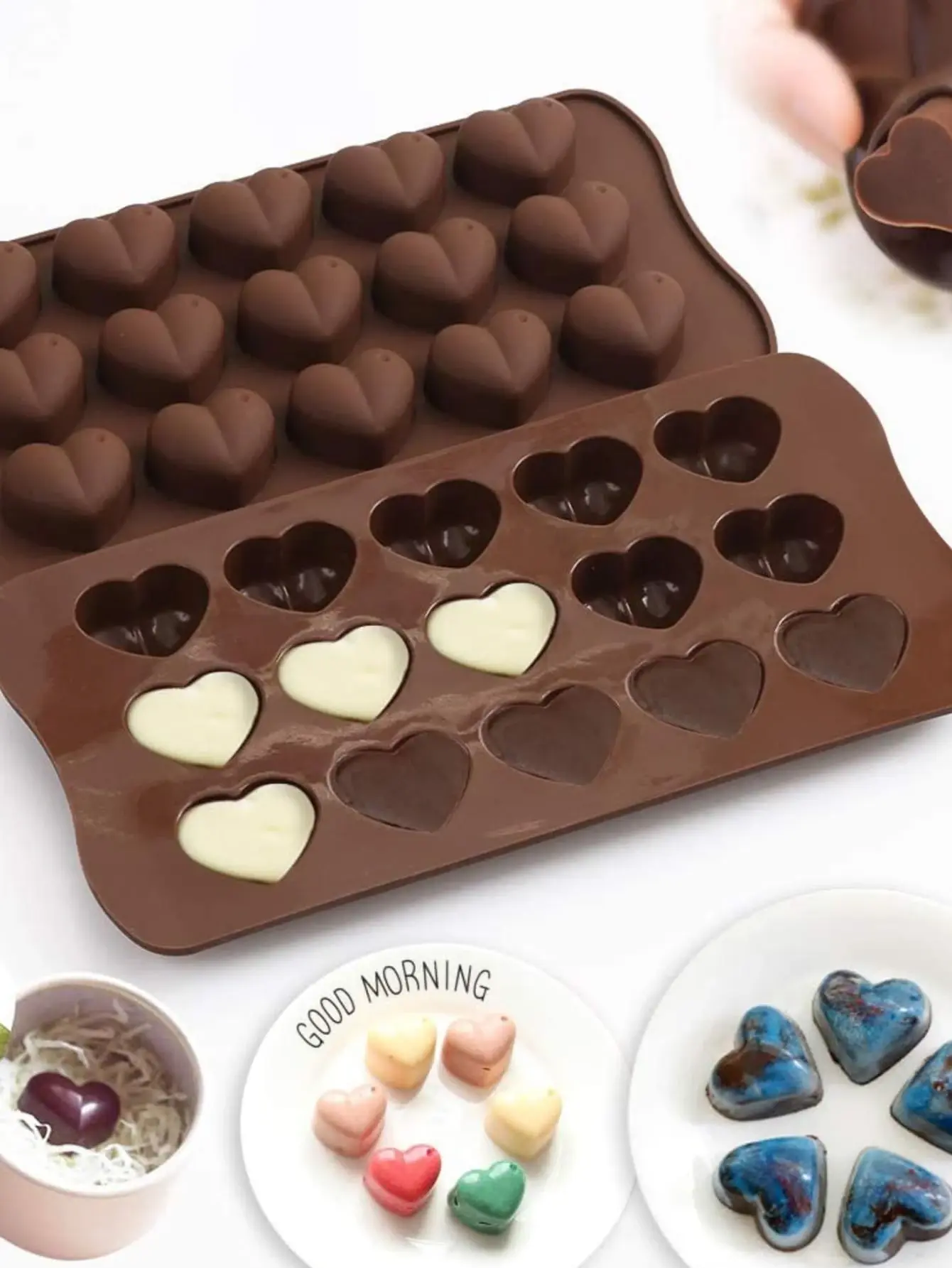 1pc 15 Cavities 3D Heart Love Shaped Silicone Mould (Copy)