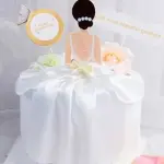 1pc Figure Design Cake Topper,Modern Paper Dress Design Cake Top Decoration For Wedding
