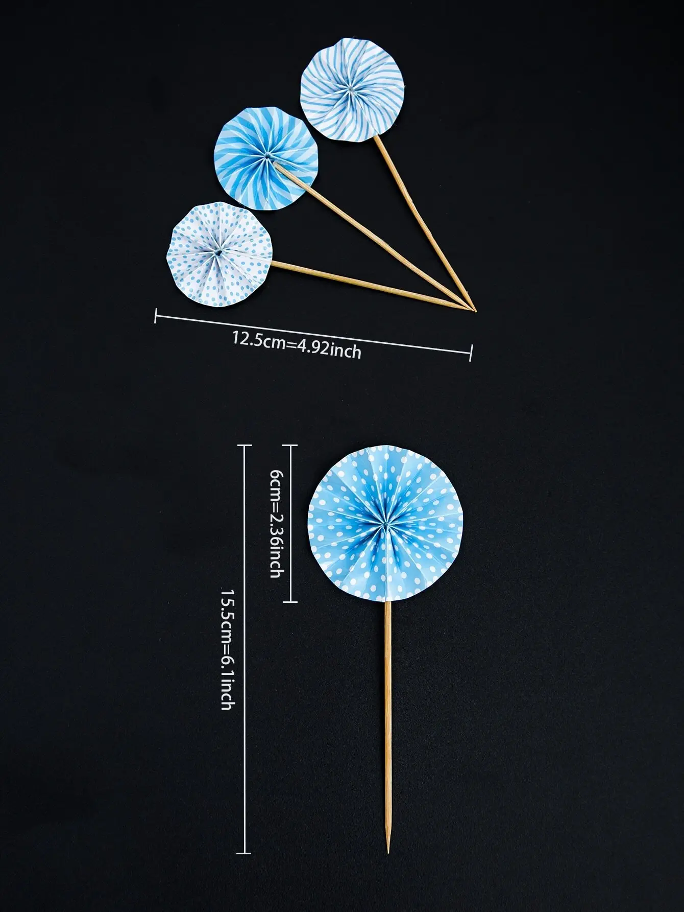 4 pcs Paper Fan Decor Cake Topper