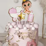 baby shower ,its a girl,Feeding Bottle & Figure Design Cake Topper set