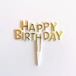 20 pcs golden and white happy birthday cake topper