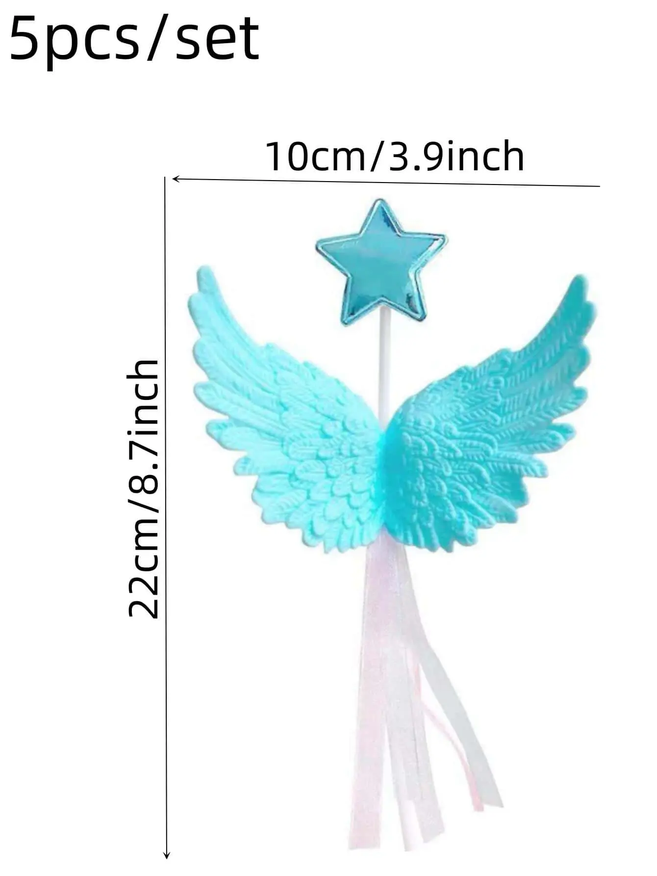 Wing & Star Decor Cake Topper,Modern Tassel Decor Plastic Cake Top Decoration For Party,Holiday